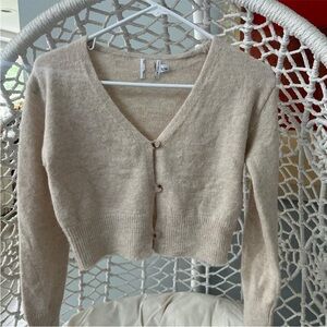 Princess Polly Cream Cropped Cardigan Sweater